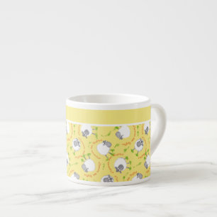 Mug café Espresso : Jaune, Motifs de moutons amusa