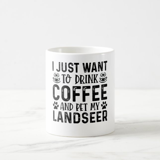 Mug Café et chien Landseer drôle  (Centre)