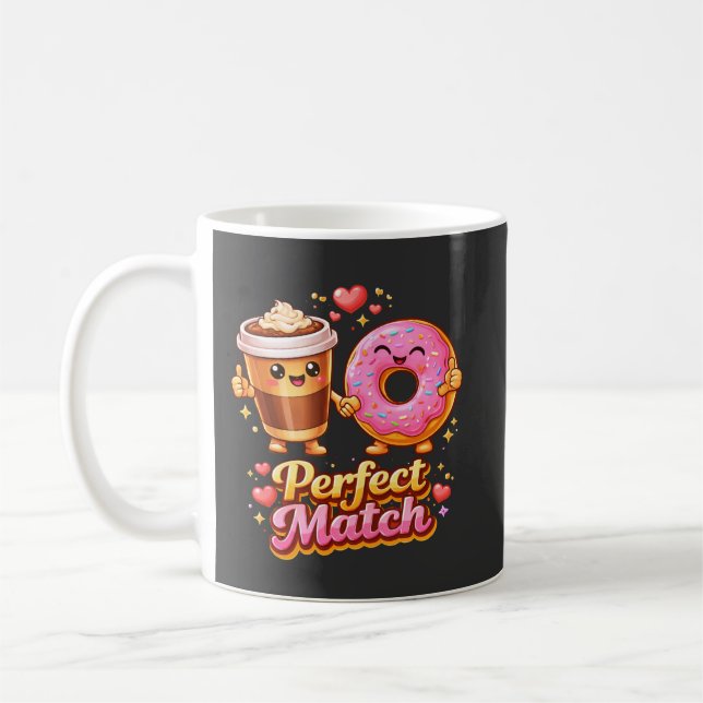 Mug Café et Donut Parfait Accord Nourriture Mignonne (Gauche)