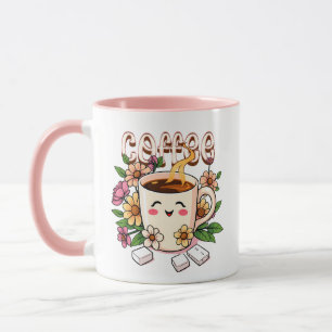 Mug Café et fleurs Cute Kawaii