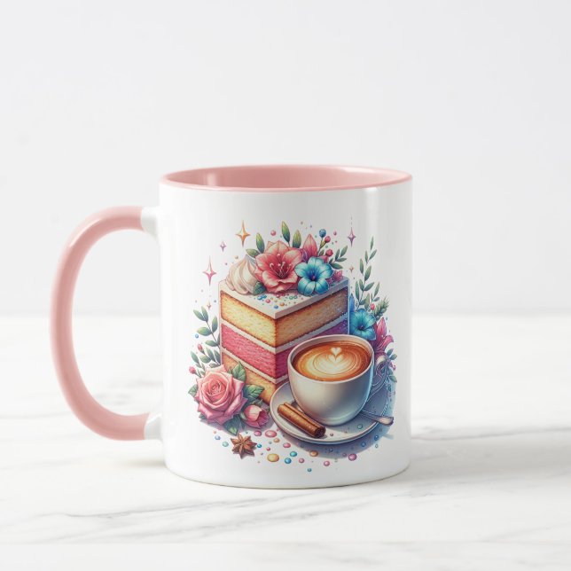 Mug Café et gâteau d'anniversaire Personnalisé (Gauche)