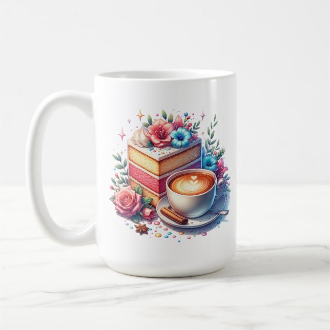Mug Café et gâteau d'anniversaire Personnalisé (Gauche)