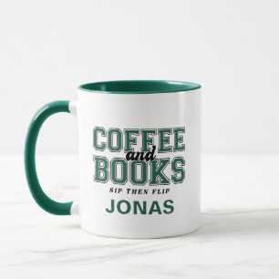 Mug Café et livres Sirotez puis feuilletez Livre vert
