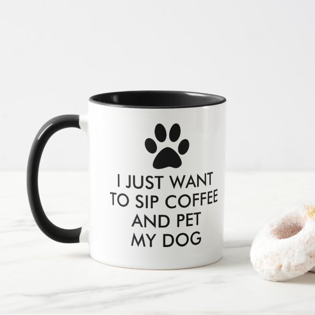 Mug Café et ma typographie de slogan de chien (Avec donut)