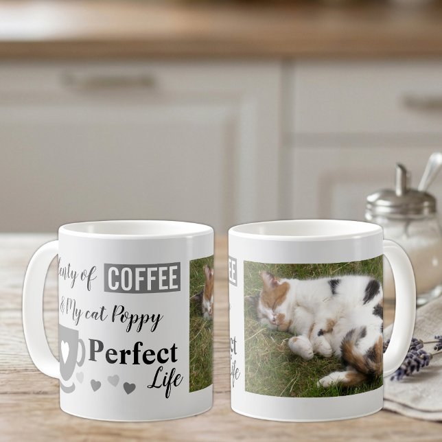 Mug Café et mon chat vie parfaite gris gris photo (Créateur téléchargé)