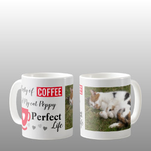 Mug Café et mon chat vie parfaite photo grise rouge