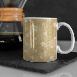 Mug Café Étoiles Flocons de Neige Paillettes Dorée