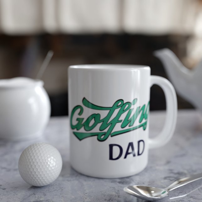 Mug café Fête des pères moderne pour papa golfeur (Perfect Father's Day gift for your Golfing Dad.)