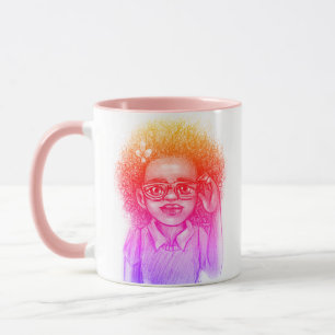 Mug Café Fille aux Boucles Heureuses