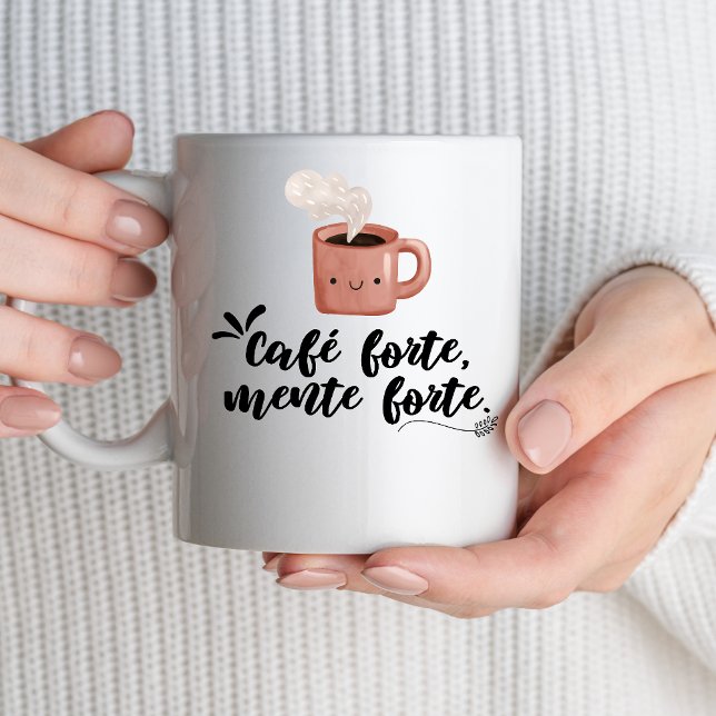 Mug Café fort, esprit fort | Citation motivante (Créateur téléchargé)