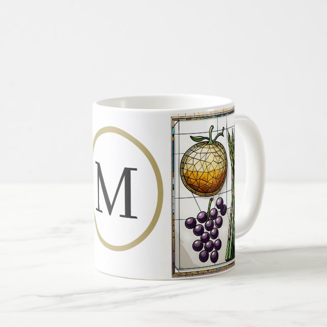Mug Café Géométrique Élégant & Monogramme (Devant droit)