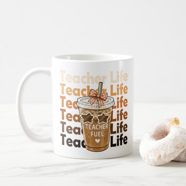 Mug Café glacé carburant pour enseignant Vie d'enseign (Avec donut)