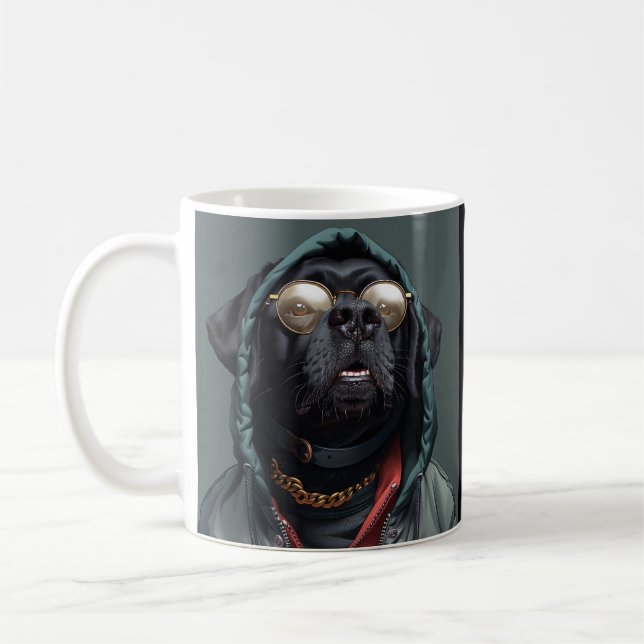 Mug café grand chien bouledogue noir (Gauche)