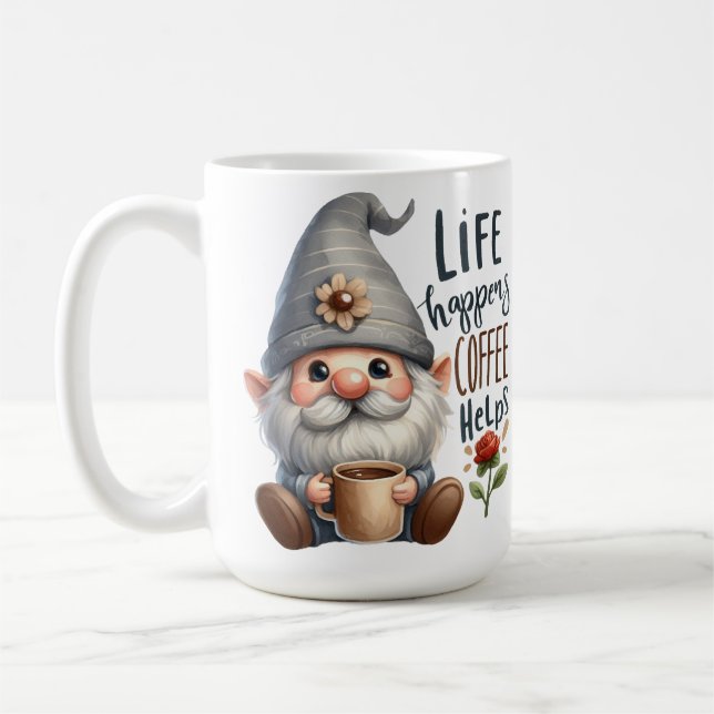 MUG CAFÉ GRIS GRIS ADORABLE GNOME CUTE (Gauche)