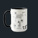 Mug Café inspiré par le collège Funny Girl Nom personn<br><div class="desc">Coffee Inspiré College Funny Girly Nom personnalisé Coffee Mugs comprend le texte "College inspiré café" accentué avec une variété de doodles coeur girly avec votre nom personnalisé ci-dessous. Un cadeau parfait pour les étudiants, les diplômés, le personnel, les doyens, les enseignants et plus encore. Conçu pour vous par © Evco...</div>