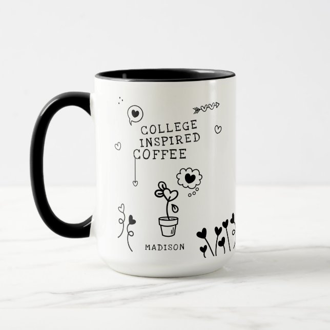 Mug Café inspiré par le collège Funny Girl Nom personn (Gauche)