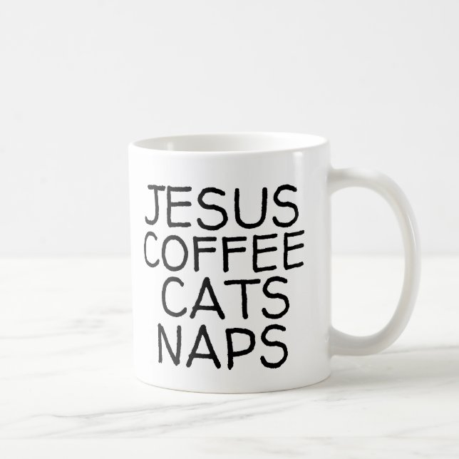 MUG CAFÉ JÉSUS CATS NAPS CAFÉ CHAT MUSIQUES (Droite)