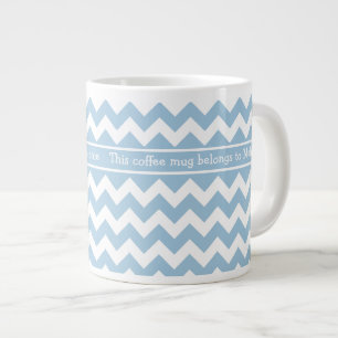 Mug café Jumbo, Chevrons Bleus et Blancs personnal