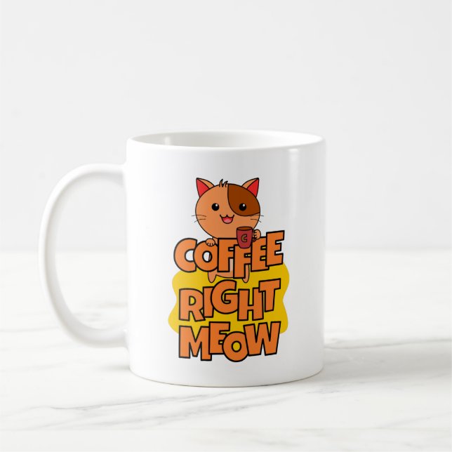 Mug Café juste Meow | Kawaii | Chat drôle (Gauche)