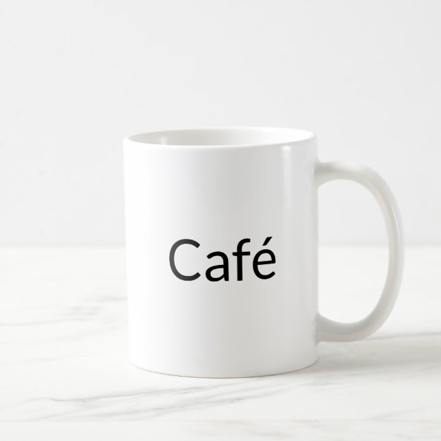 Mug Café, lettres noires blanc (Droite)