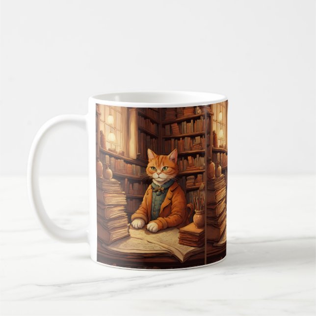 mug café livres et chats (Gauche)
