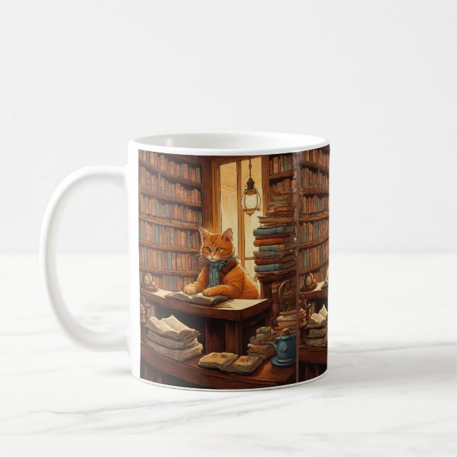 mug café livres et chats (Gauche)