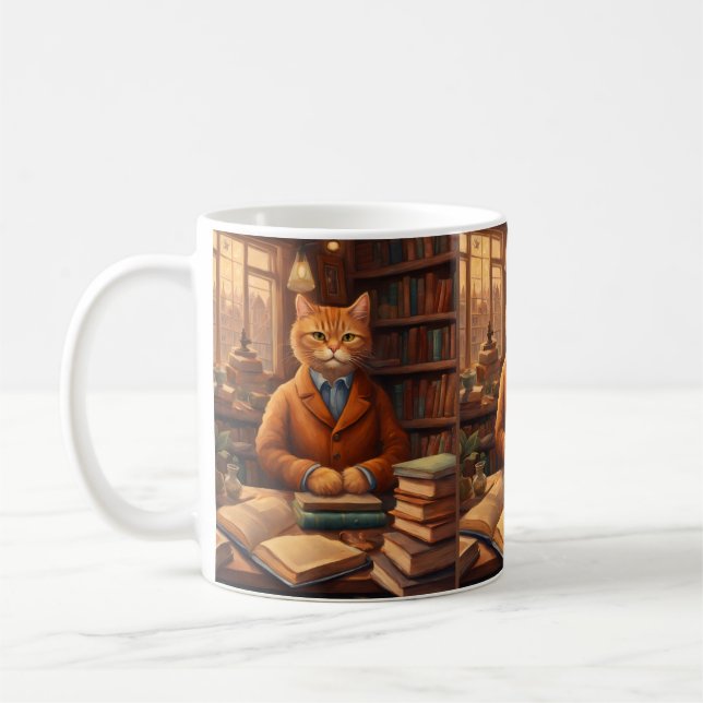 mug café livres et chats (Gauche)