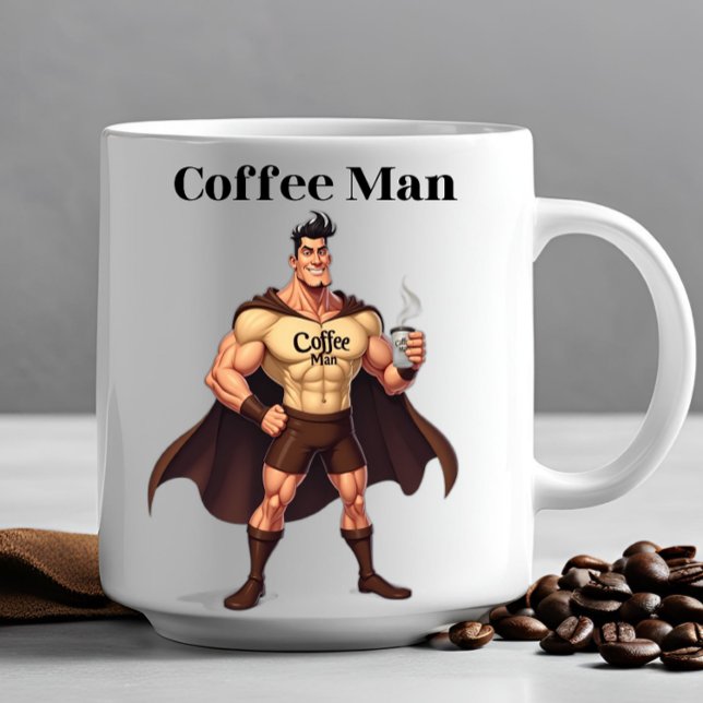 Mug CAFÉ MAN DERNIÈRE HEURE Drôle Nouveauté Office Cad (Super Hero gifts for him Christmas birthday Father's Day  Veteran's Memorial office coworker Dad )