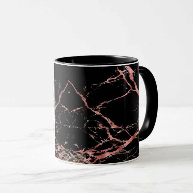 Mug Café Marbre Or et Noir Rose (Devant droit)