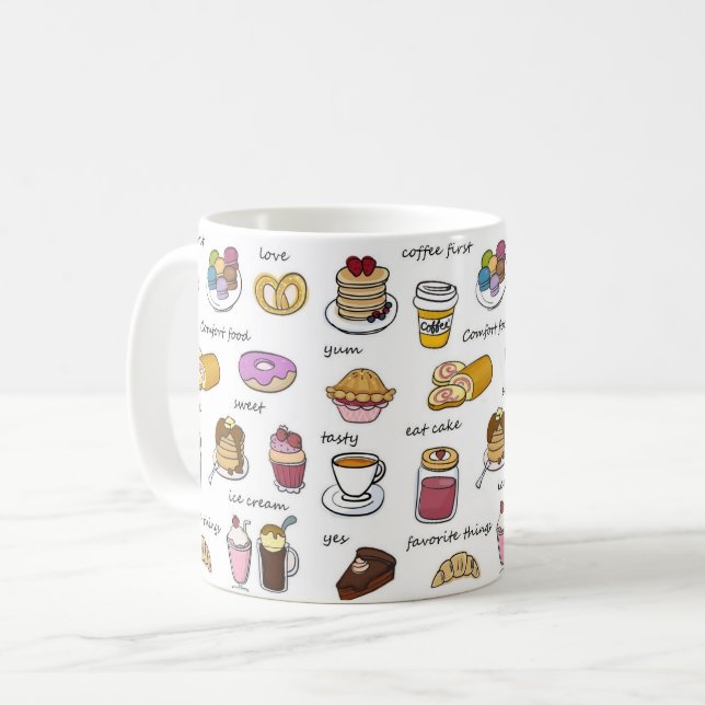 Mug Café mignonne et nourriture de confort Motif illus (Devant gauche)