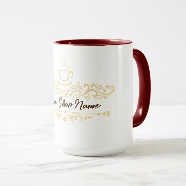 Mug Café moderne Boulangerie accueil personnalisé Nom  (Devant droit)