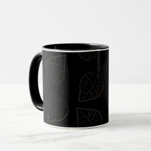 Mug Café Motif à feuilles noires et or