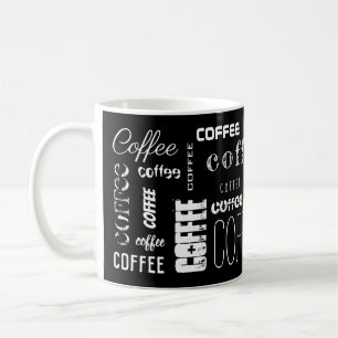 Mug CAFÉ noir blanc ! Nom du texte de typographie