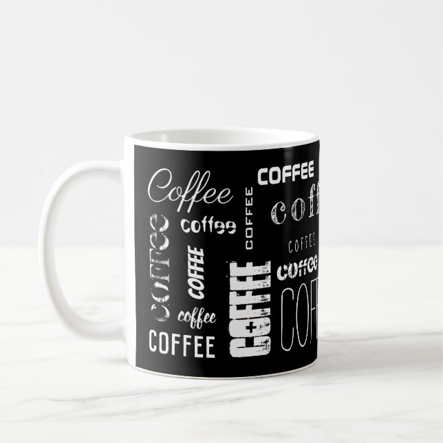 Mug CAFÉ noir blanc ! Nom du texte de typographie (Gauche)