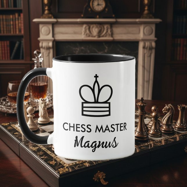 Mug café noir et blanc, cadeau pour joueur d'échec (chess mug)