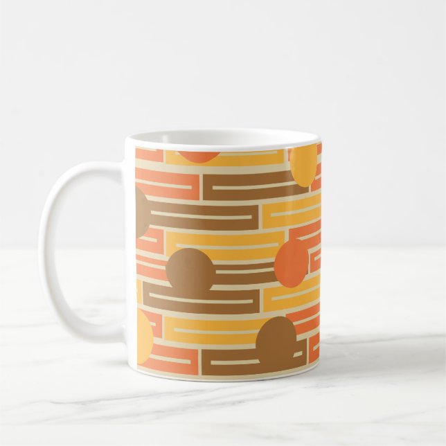 Mug Café orange, or, Rectangles Brown et cercles (Gauche)