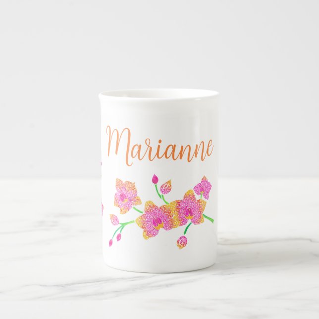 Mug café orchidée rose (Devant)