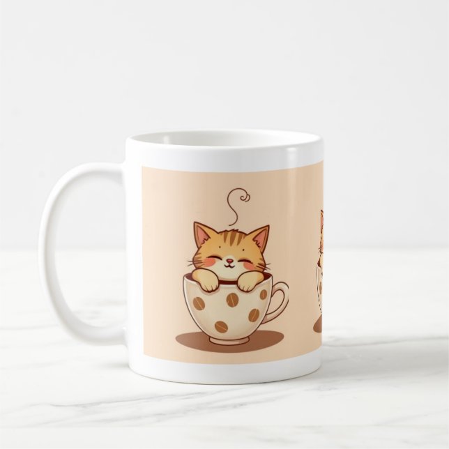 Mug Café ou thé à la confiture de chat mignon (Gauche)