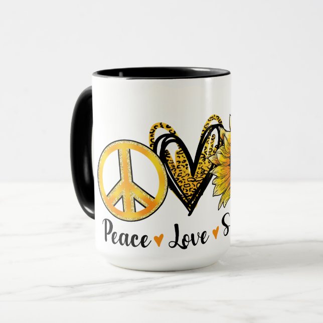 Mug Café "Paix, Amour, Tournesol" (Devant gauche)