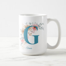Mug café personnalisé avec nom et alphabet G