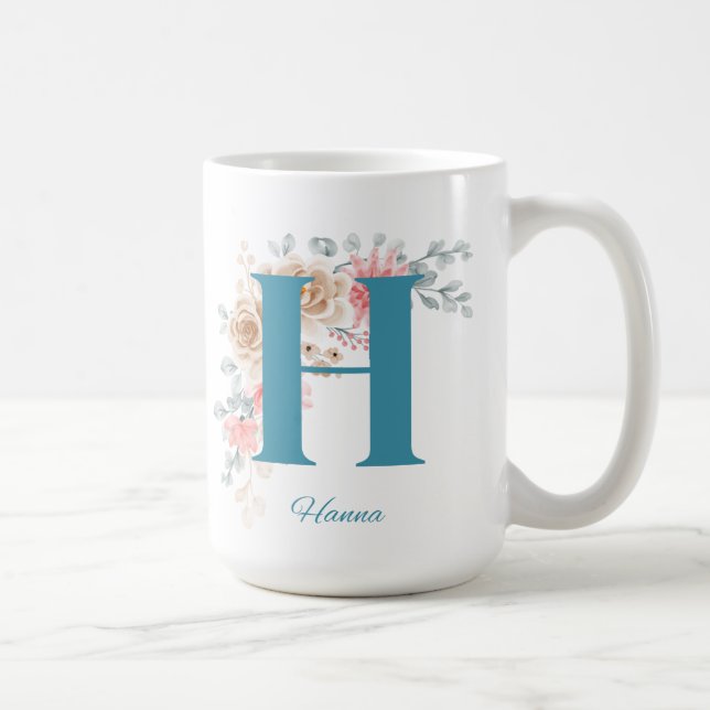 Mug café personnalisé avec nom et alphabet H (Droite)