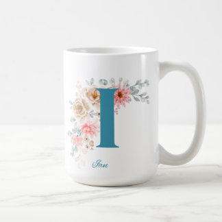 Mug café personnalisé avec nom et alphabet I