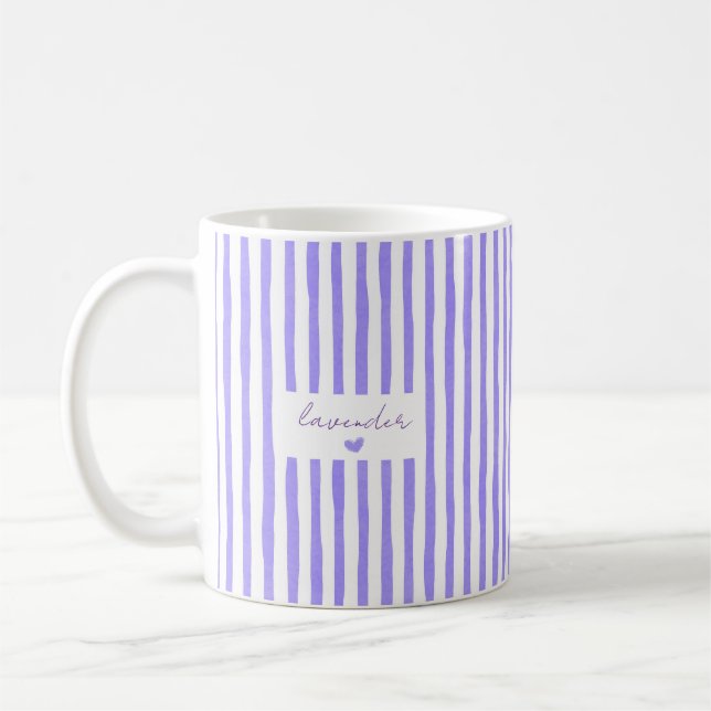 Mug Café Personnalisé avec Nom et Rayures Mignon (Gauche)