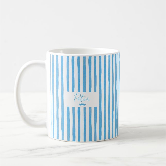 Mug Café Personnalisé avec Nom Mignon et Rayures (Gauche)