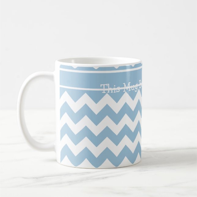 Mug café personnalisé, Chevrons bleu et blanc (Gauche)