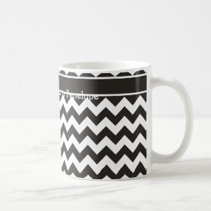 Mug café personnalisé, Chevrons noir et blanc