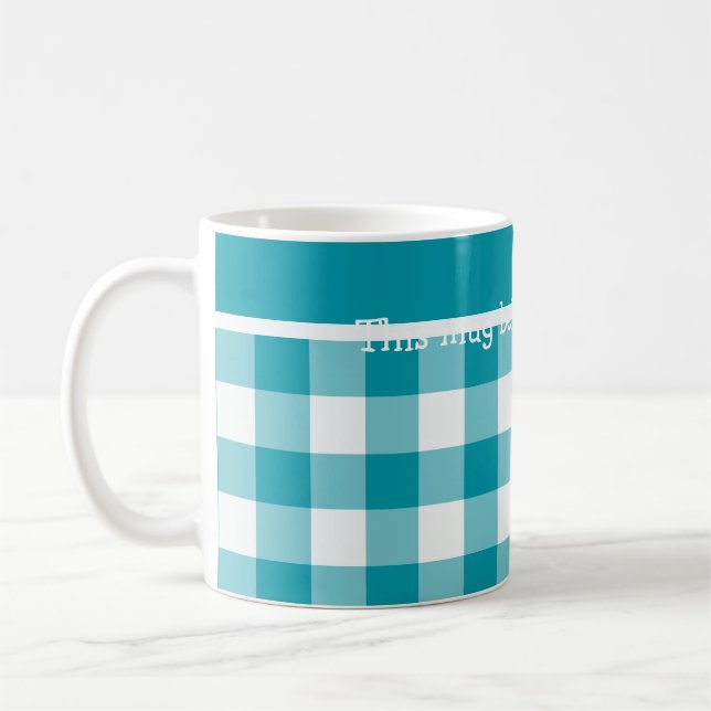 Mug café personnalisé, En vichy chèque Turquoise (Gauche)