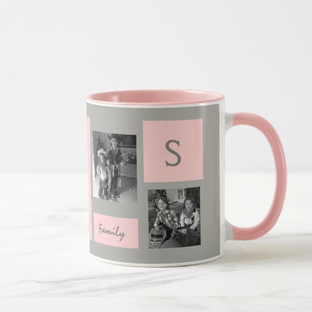 Mug Café personnalisé par monogramme rose fait sur (Droite)