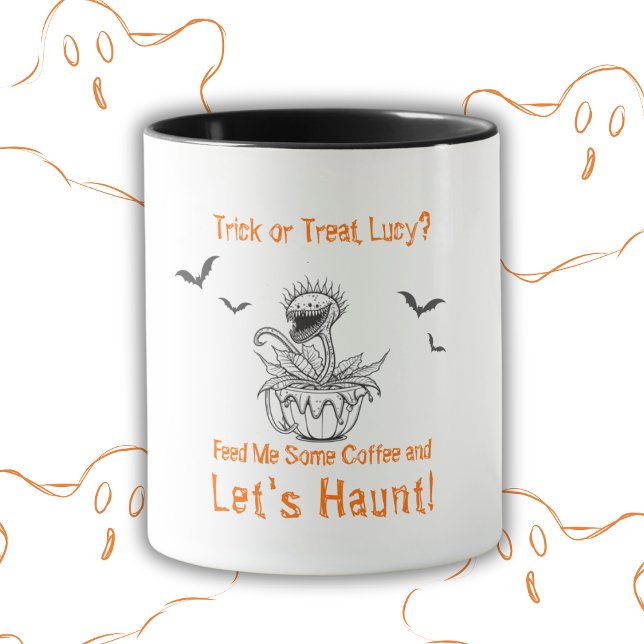 Mug Café Plante carnivore Halloween personnalisé (Personalized Halloween Carnivorous Plant Coffee Mug)