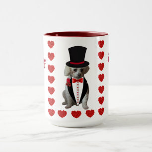 Mug Café Poodle Rouge Blanc Pensées pour Vous